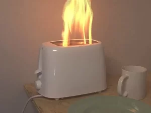 Toaster on fire