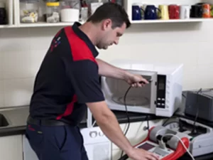 Employee performing test and tag services